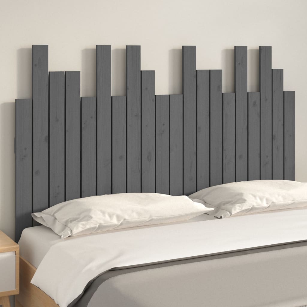 Tăblie de pat pentru perete, gri, 127,5x3x80 cm, lemn masiv pin GartenMobel Dekor