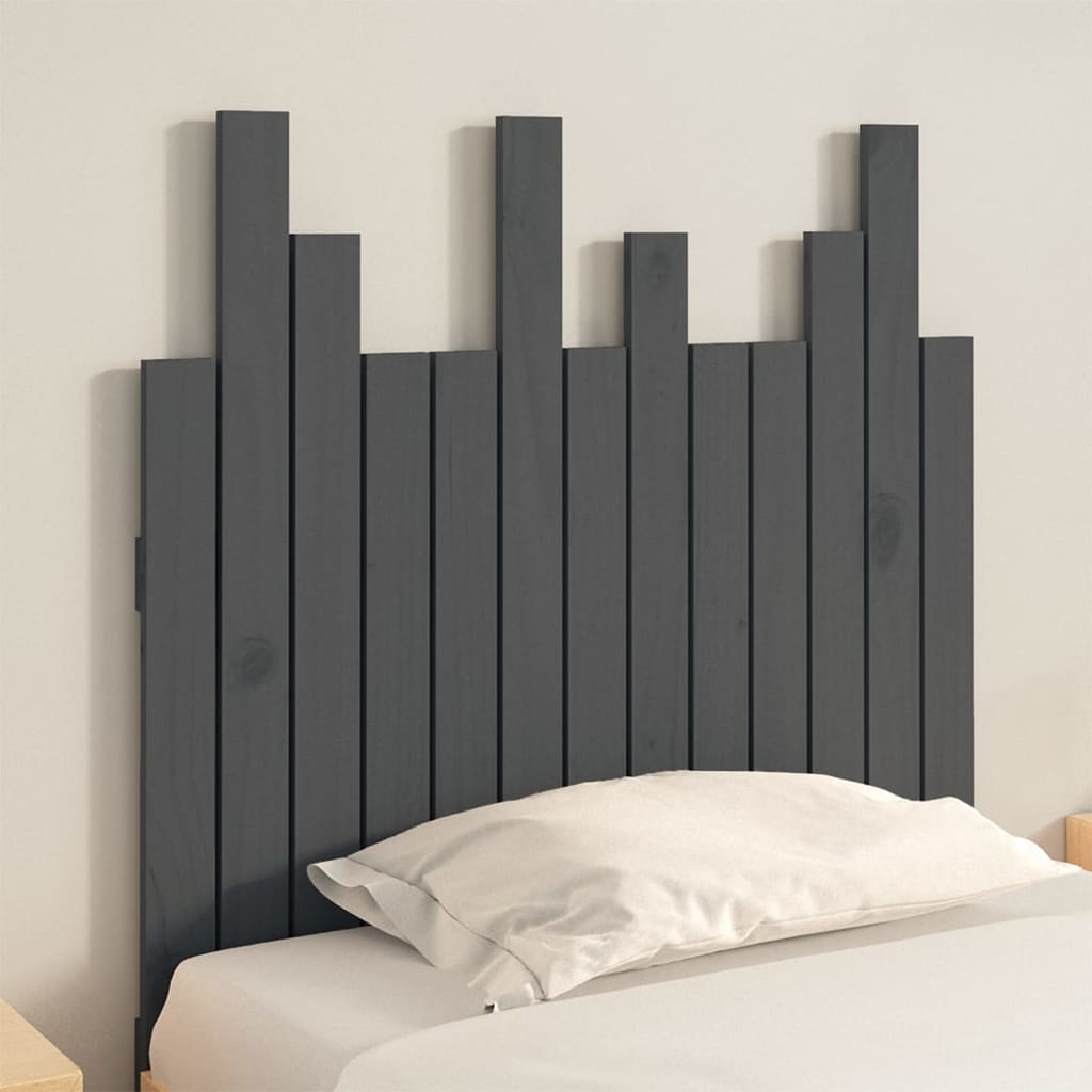 Tăblie de pat pentru perete, gri, 82,5x3x80 cm, lemn masiv pin GartenMobel Dekor