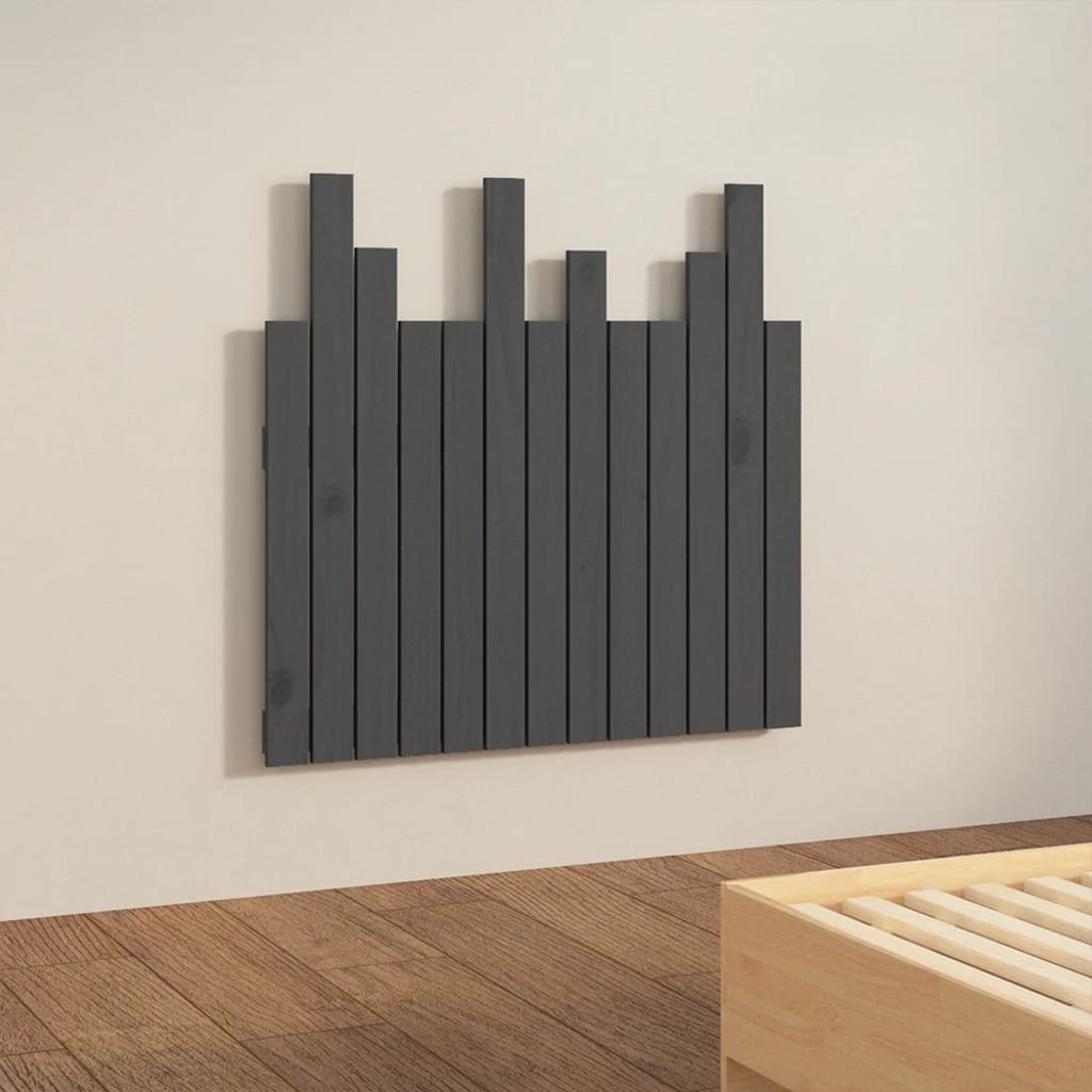 Tăblie de pat pentru perete, gri, 82,5x3x80 cm, lemn masiv pin GartenMobel Dekor