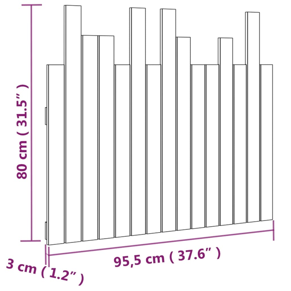 Tăblie de pat pentru perete, negru, 95,5x3x80 cm lemn masiv pin GartenMobel Dekor
