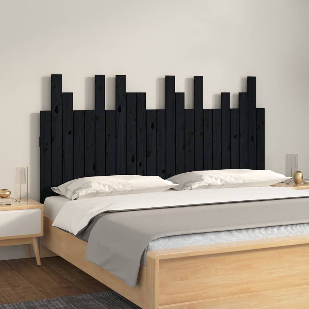 Tăblie de pat pentru perete, negru 146,5x3x80 cm lemn masiv pin GartenMobel Dekor
