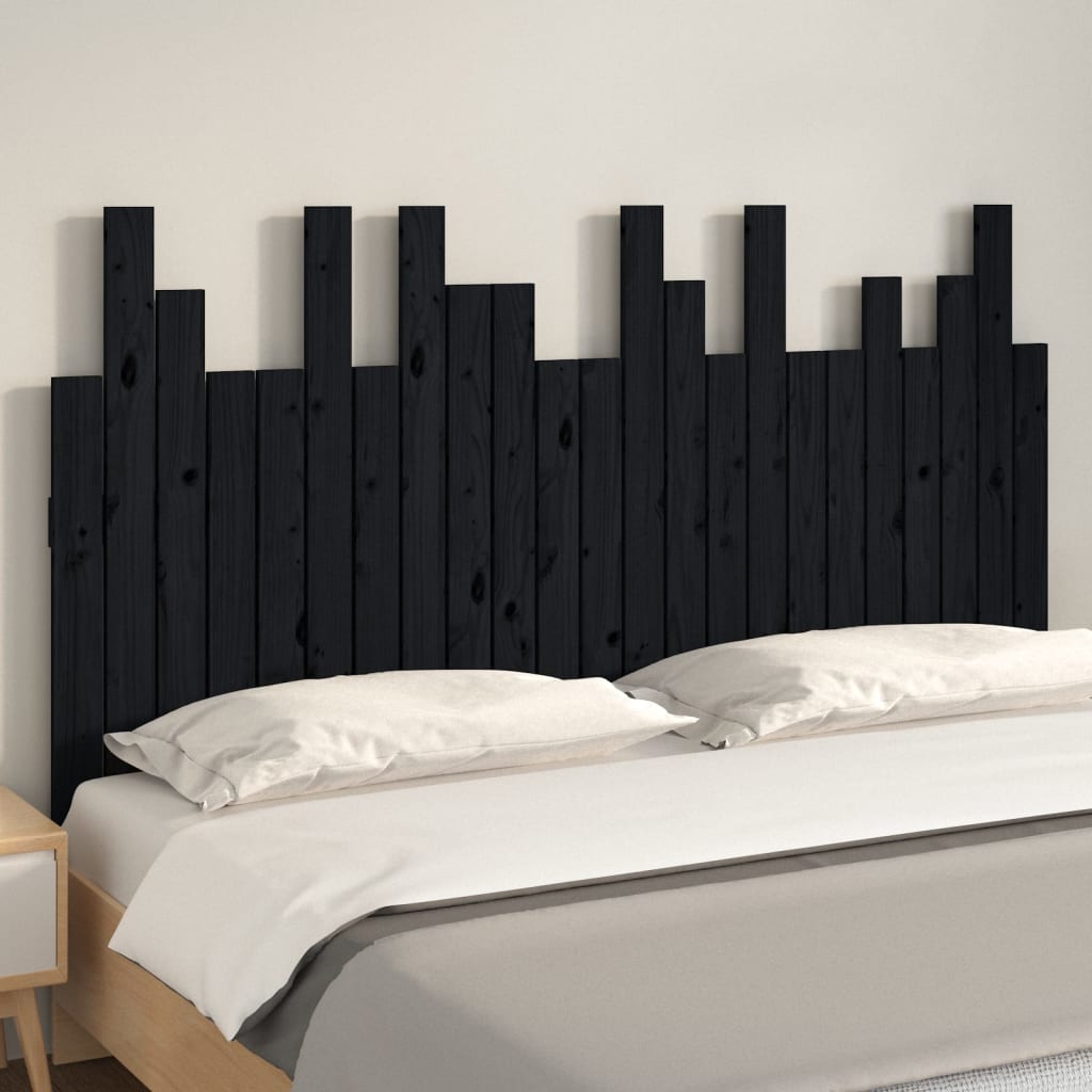 Tăblie de pat pentru perete, negru 146,5x3x80 cm lemn masiv pin GartenMobel Dekor