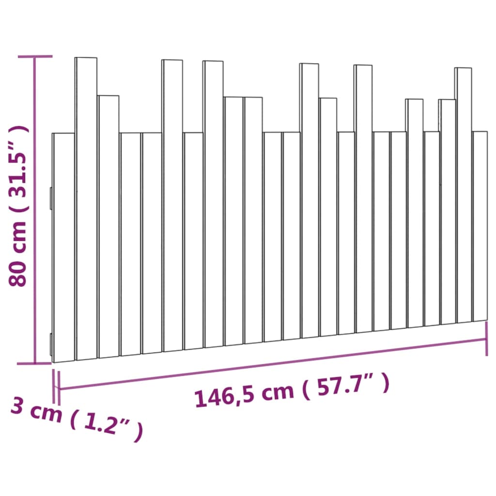 Tăblie de pat pentru perete, negru 146,5x3x80 cm lemn masiv pin GartenMobel Dekor