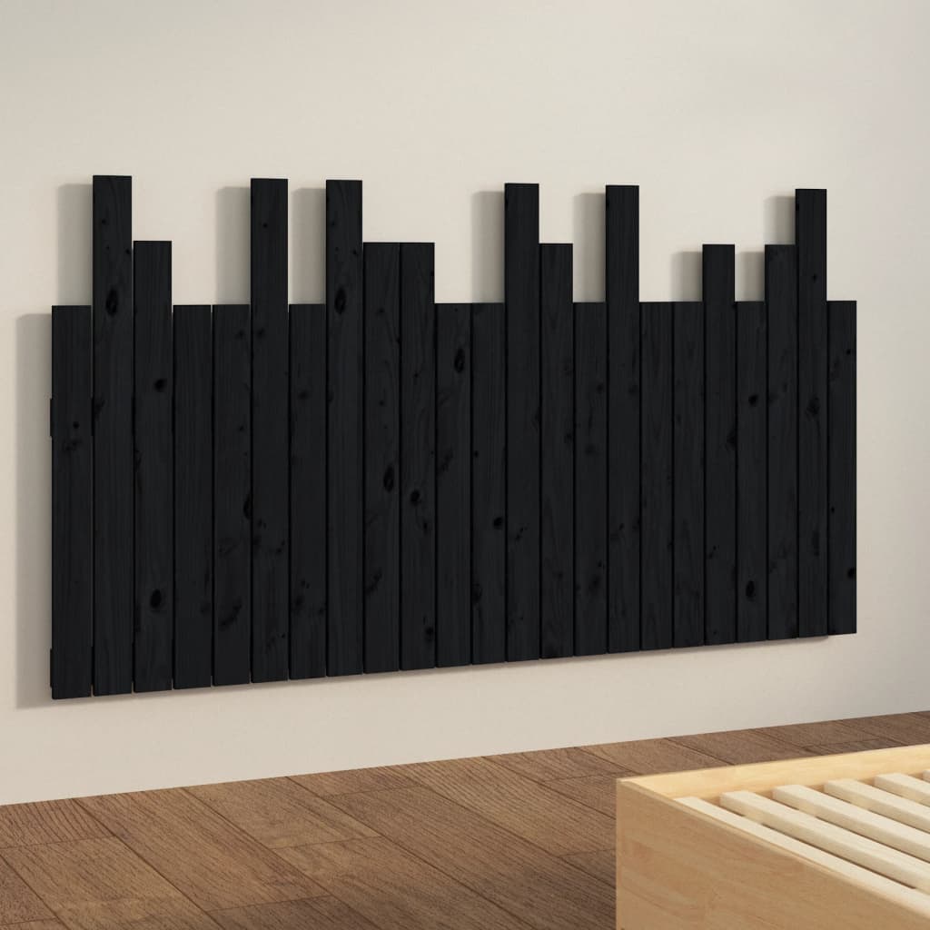 Tăblie de pat pentru perete, negru 146,5x3x80 cm lemn masiv pin GartenMobel Dekor