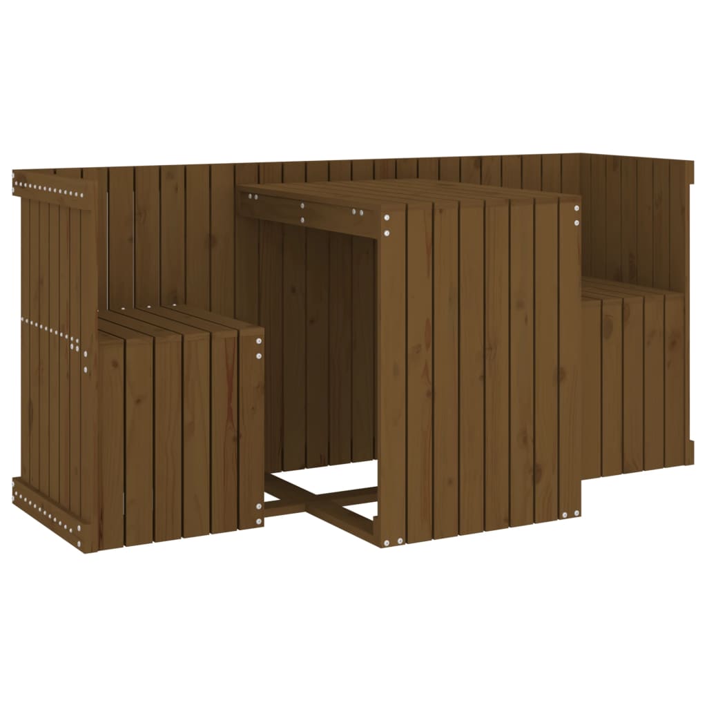 Set de balcon cu 2 locuri, maro miere, lemn masiv de pin GartenMobel Dekor