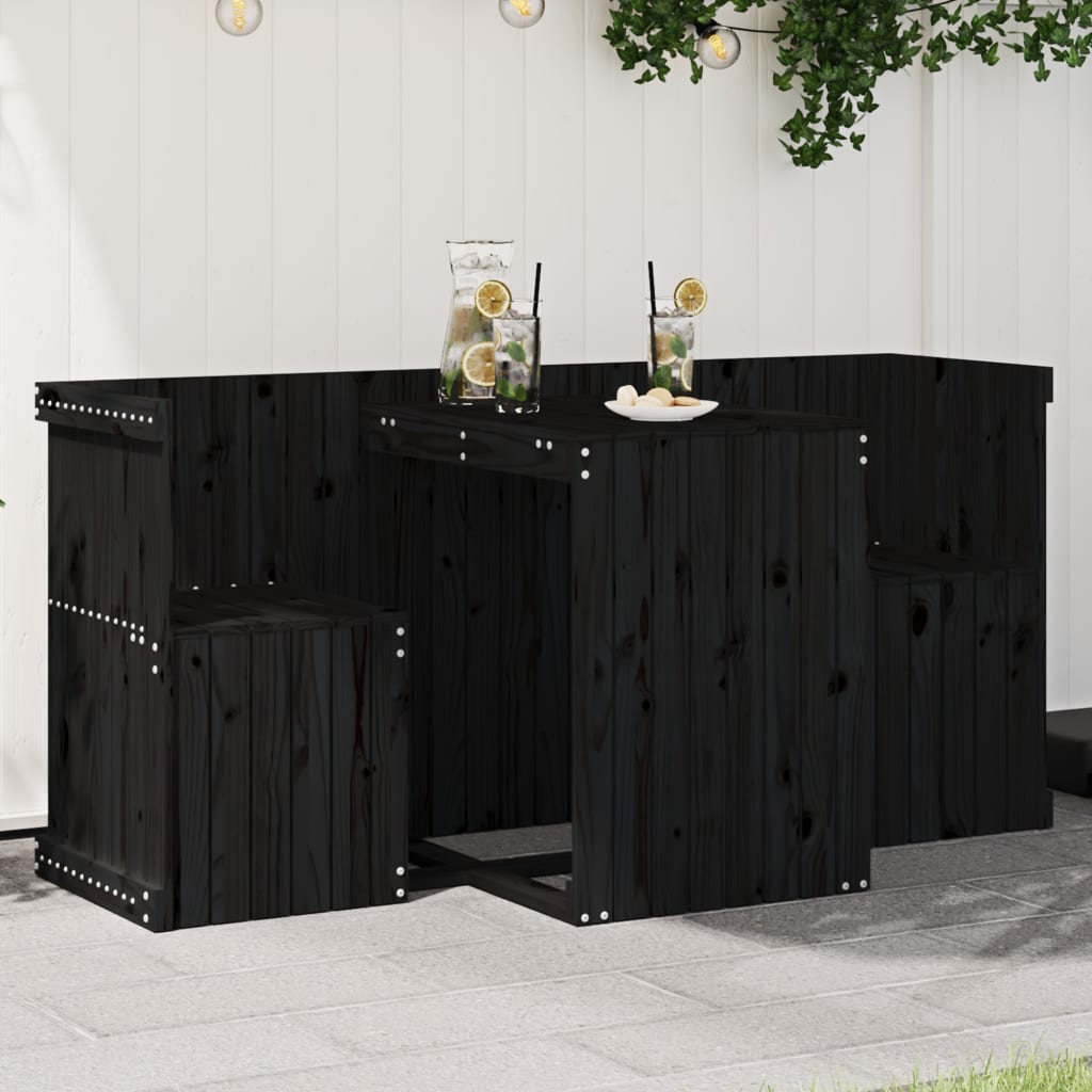 Set de balcon cu 2 locuri, negru, lemn masiv de pin GartenMobel Dekor