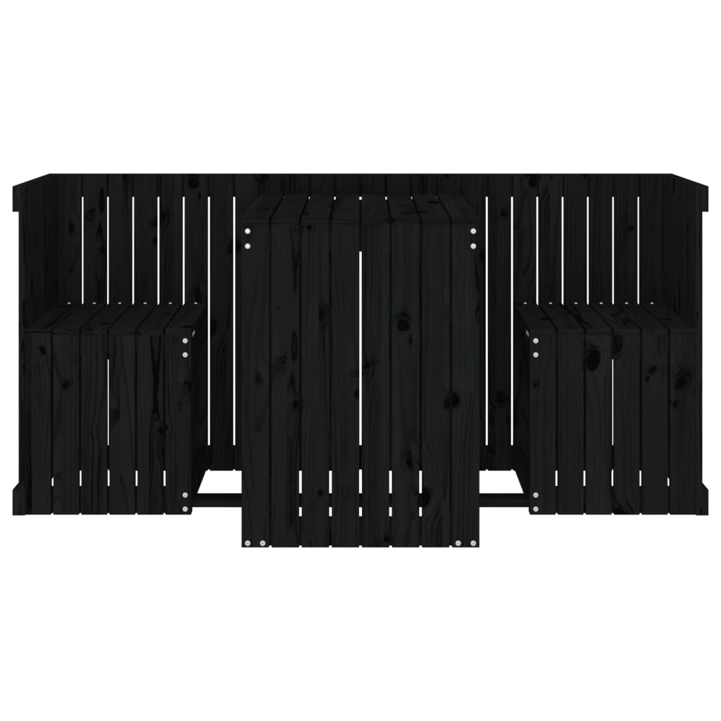Set de balcon cu 2 locuri, negru, lemn masiv de pin GartenMobel Dekor