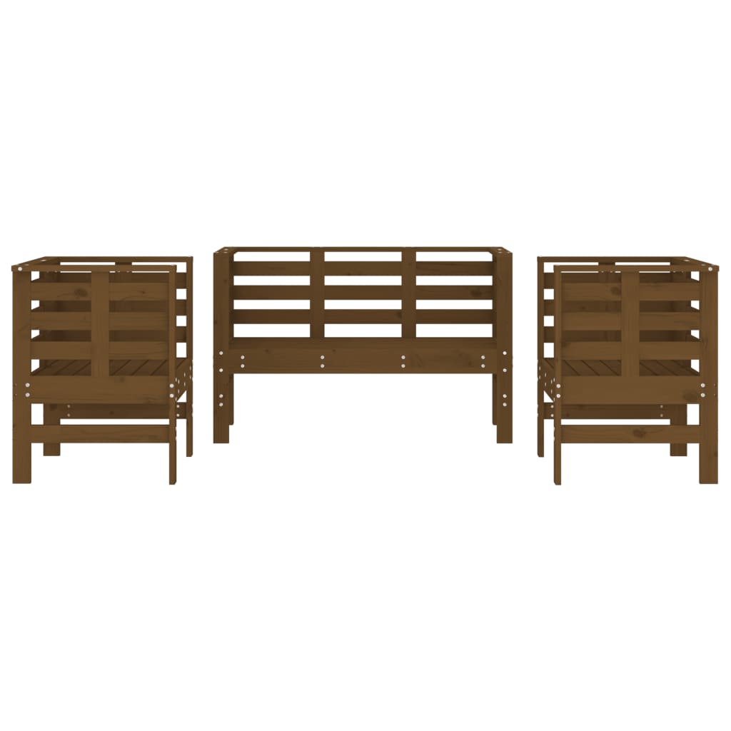 Set mobilier de grădină, 3 piese, maro miere, lemn masiv de pin GartenMobel Dekor