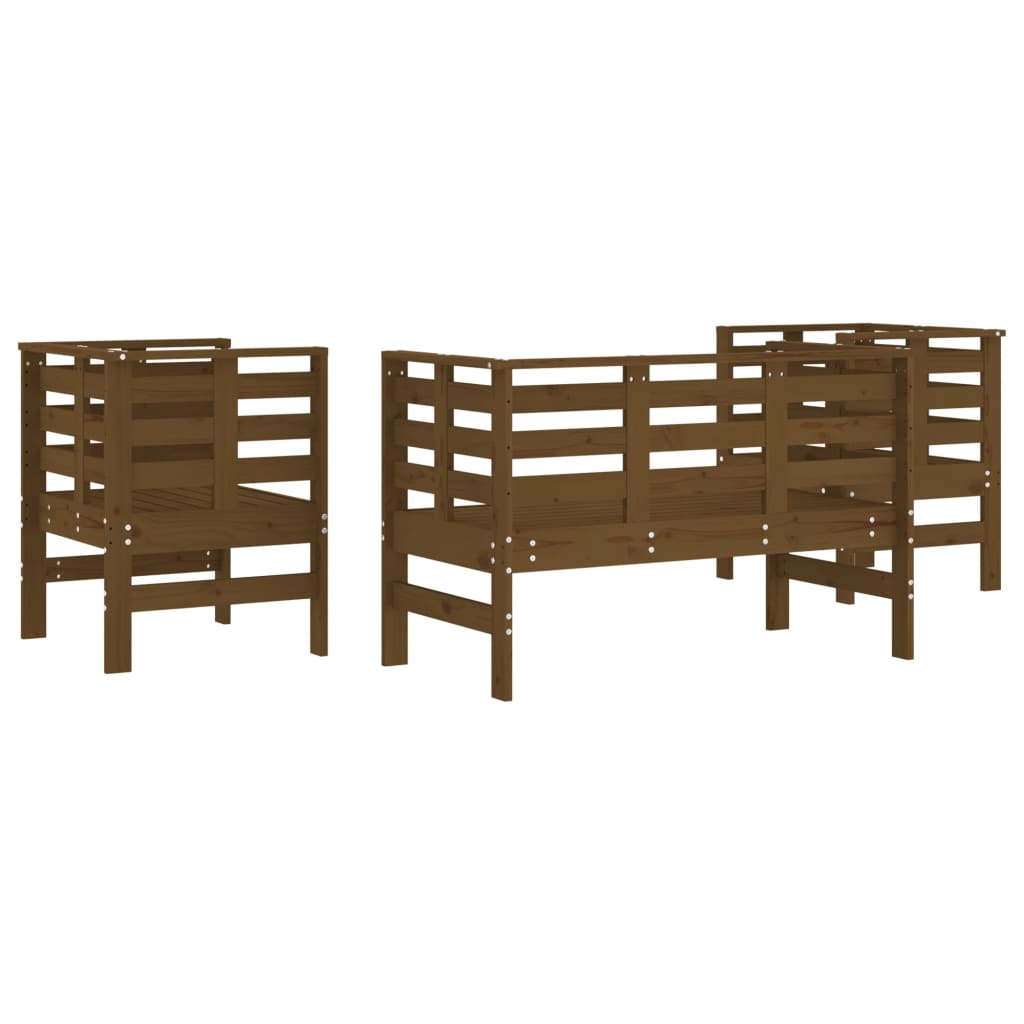 Set mobilier de grădină, 3 piese, maro miere, lemn masiv de pin GartenMobel Dekor