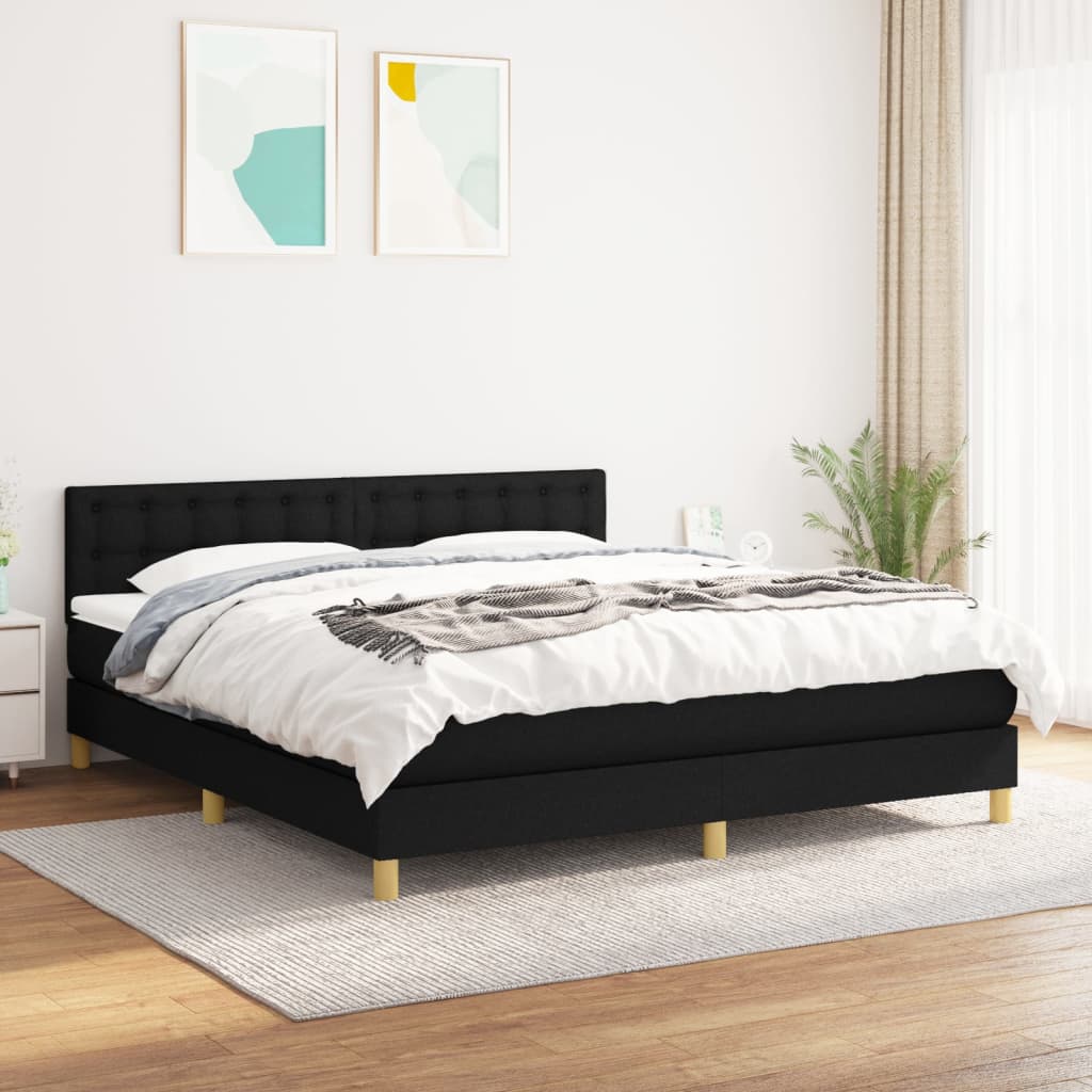 Pat box spring cu saltea, negru, 180x200 cm, catifea GartenMobel Dekor
