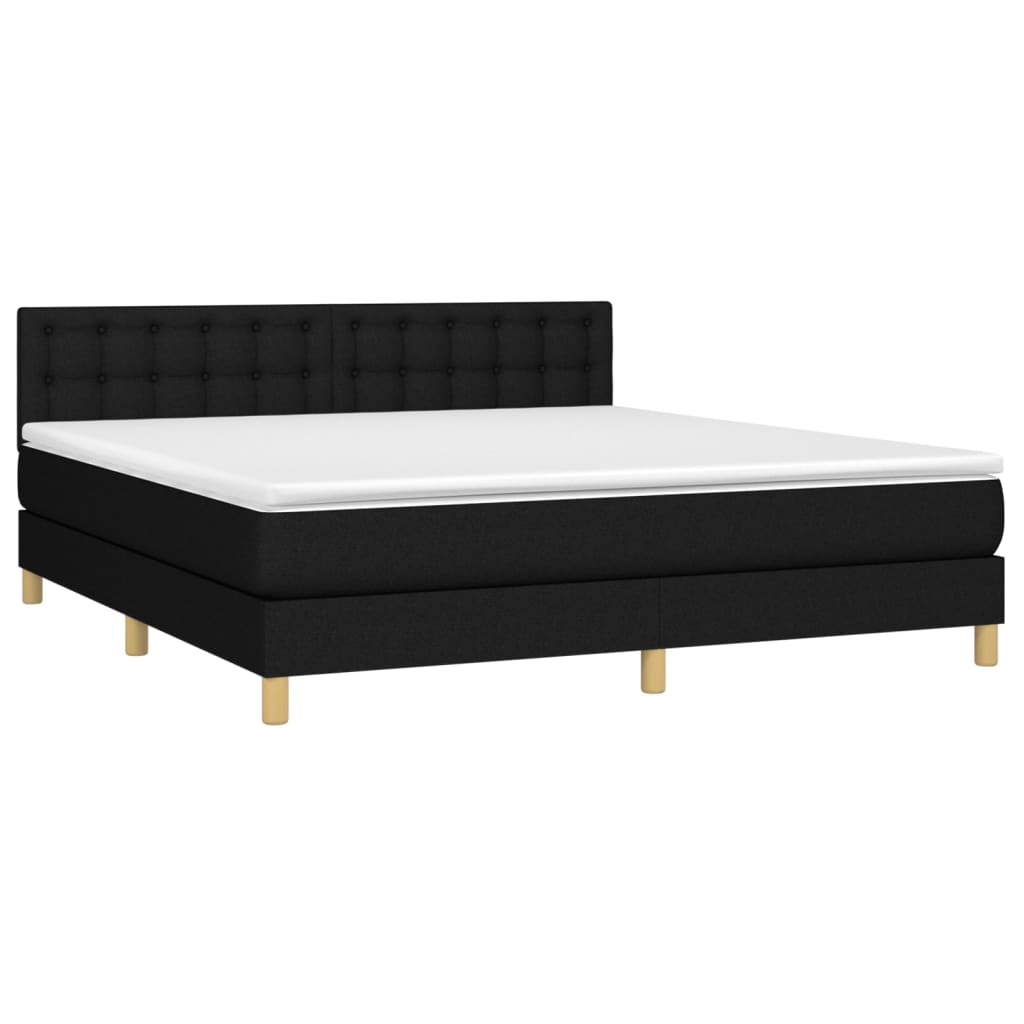 Pat box spring cu saltea, negru, 180x200 cm, catifea GartenMobel Dekor