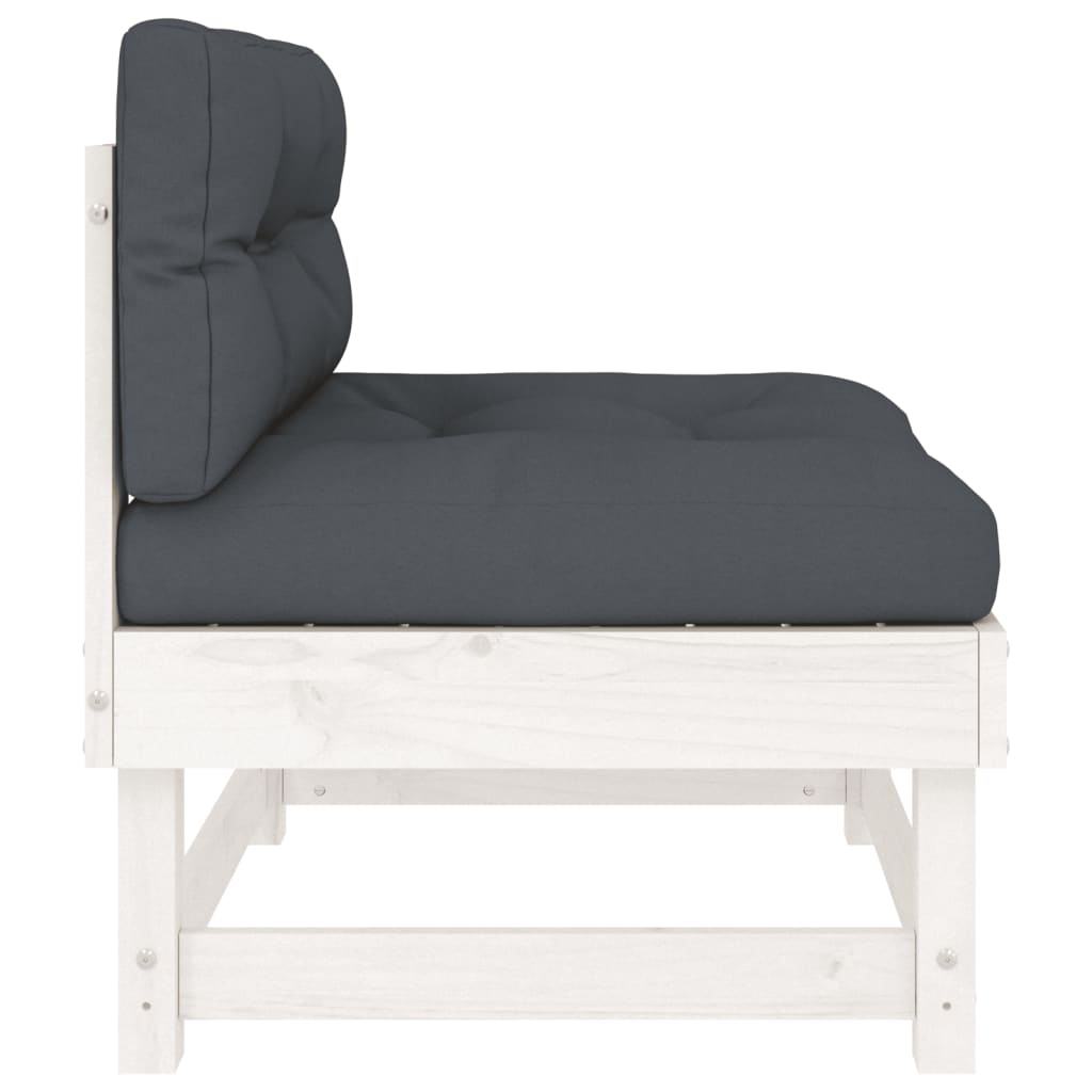 Canapea de mijloc cu perne, alb, lemn masiv de pin GartenMobel Dekor