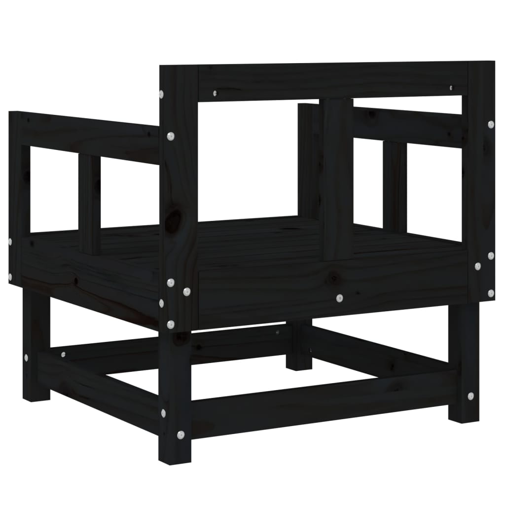 Scaune de grădină, 2 buc., negru, lemn masiv de pin GartenMobel Dekor