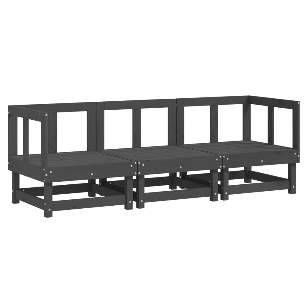 Set mobilier de grădină, 3 piese, gri, lemn masiv de pin GartenMobel Dekor