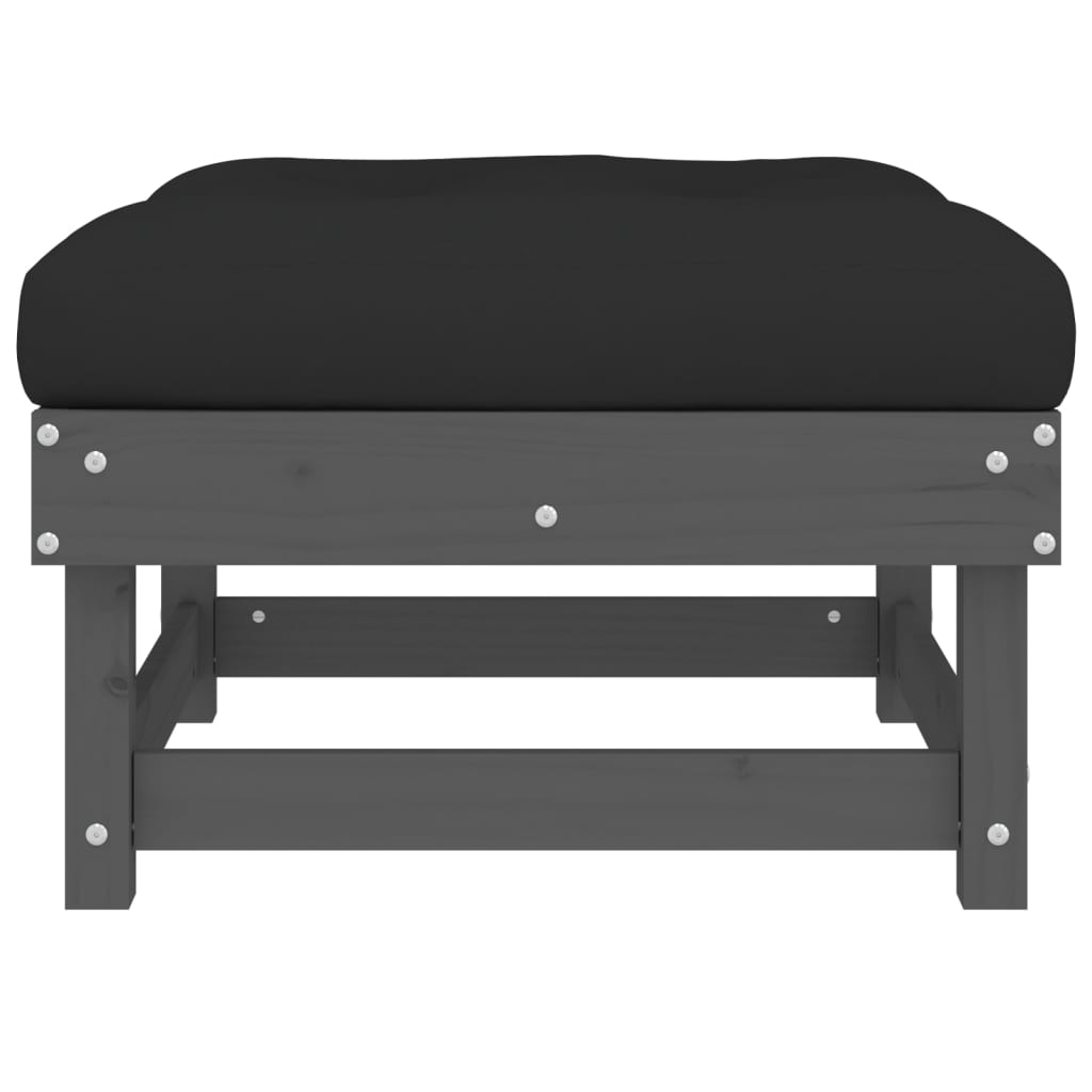 Taburet de grădină cu pernă, gri, lemn masiv de pin GartenMobel Dekor