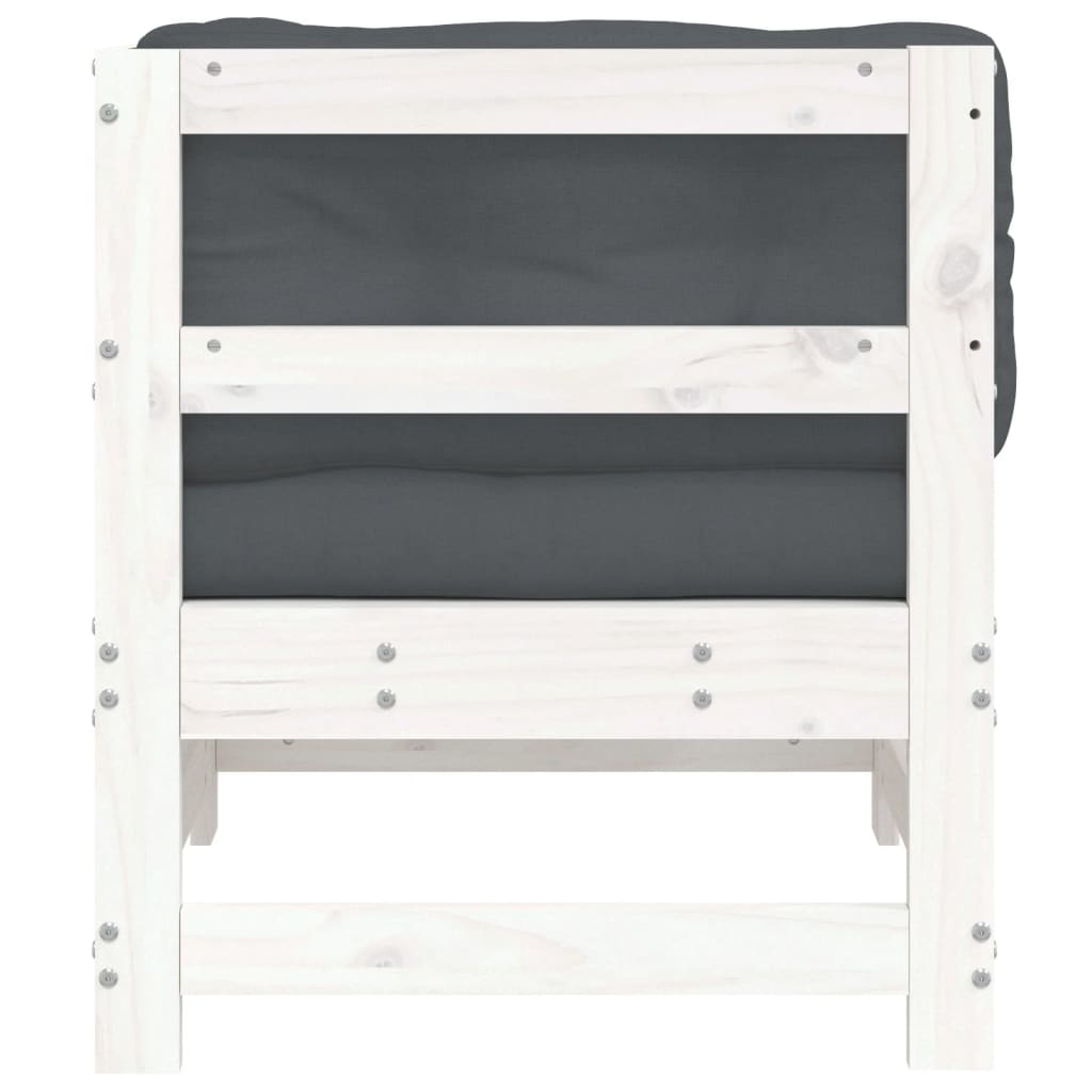 Canapea colțar cu perne, alb, lemn masiv de pin GartenMobel Dekor