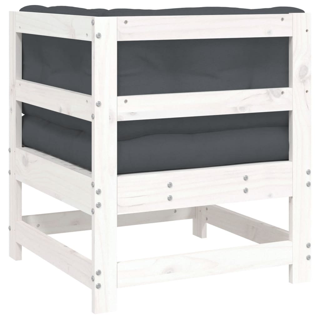 Canapea colțar cu perne, alb, lemn masiv de pin GartenMobel Dekor