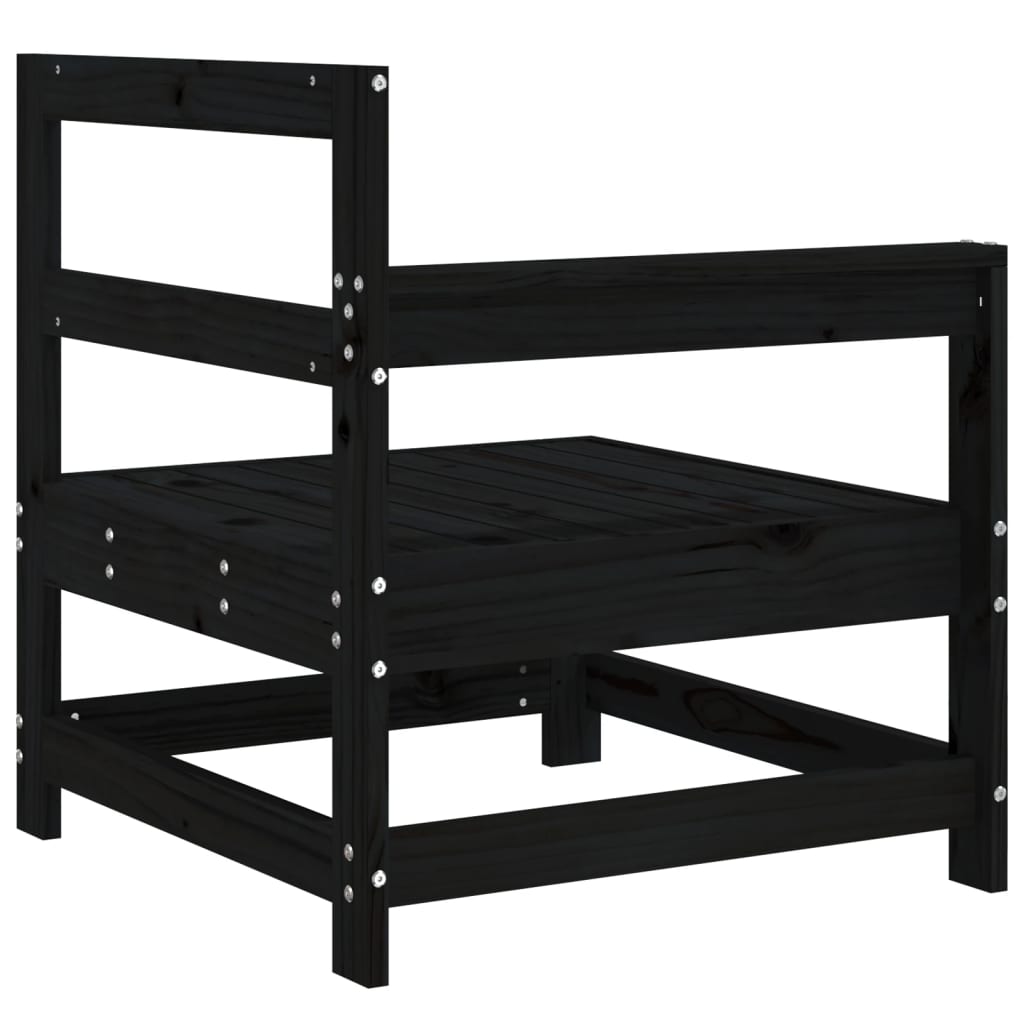 Canapea de colț de grădină, 2 buc., negru, lemn masiv de pin GartenMobel Dekor