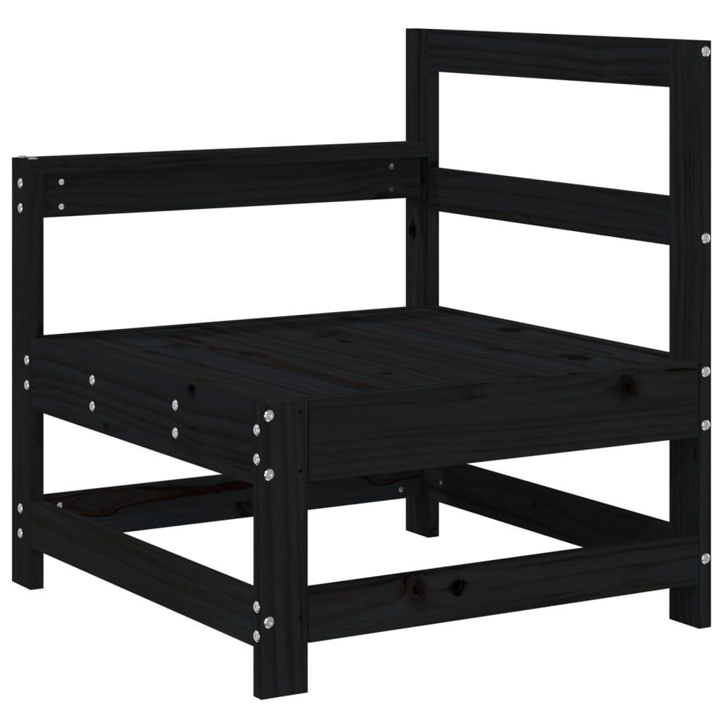 Canapea de colț de grădină, 2 buc., negru, lemn masiv de pin GartenMobel Dekor