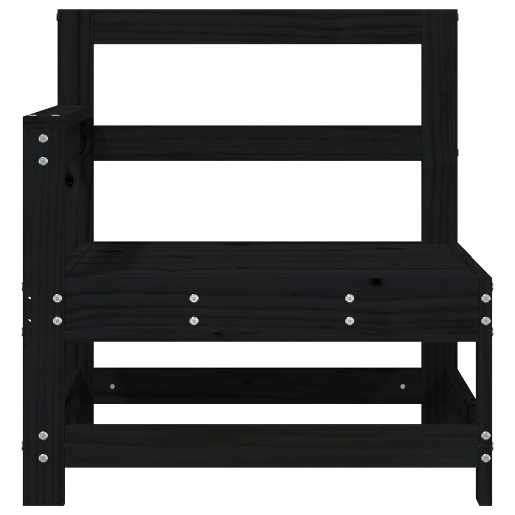 Canapea de colț de grădină, 2 buc., negru, lemn masiv de pin GartenMobel Dekor