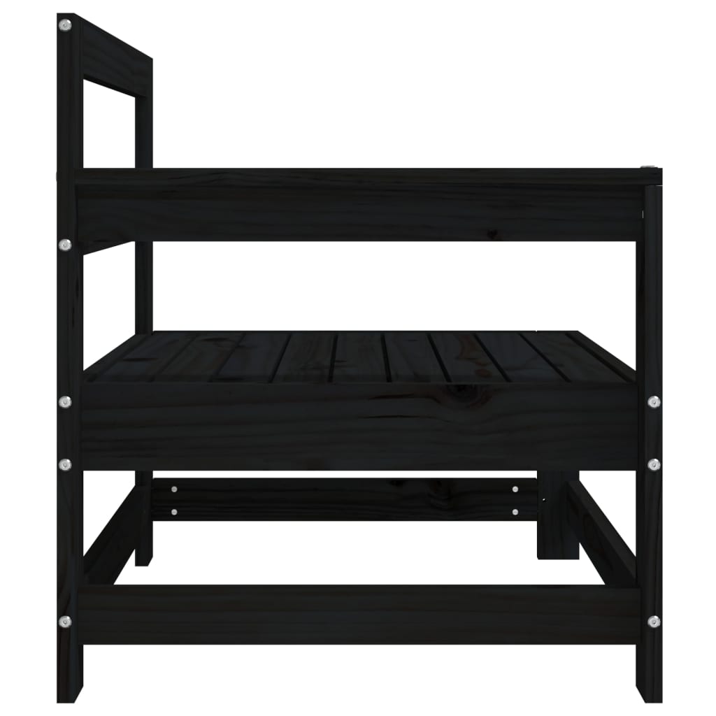 Canapea de colț de grădină, 2 buc., negru, lemn masiv de pin GartenMobel Dekor