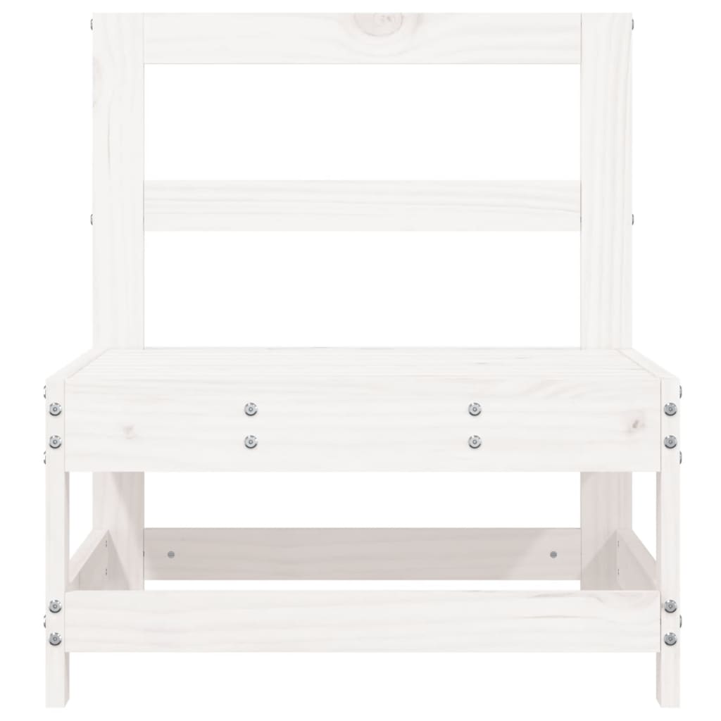 Canapea de mijloc pentru grădină, alb, lemn masiv de pin GartenMobel Dekor