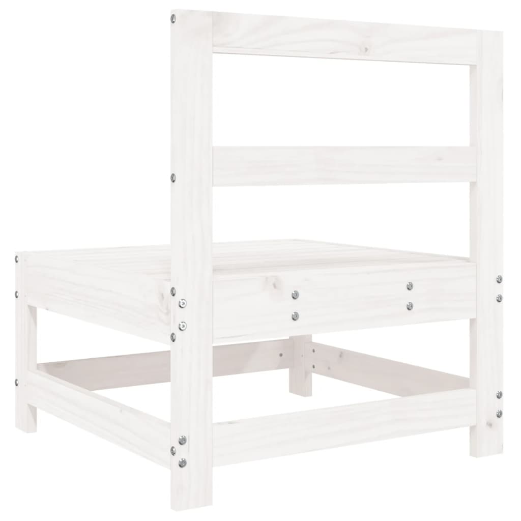 Canapea de mijloc pentru grădină, alb, lemn masiv de pin GartenMobel Dekor