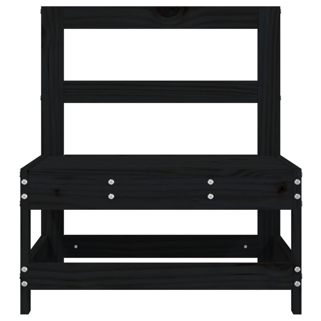 Canapea de mijloc pentru grădină, negru, lemn masiv de pin GartenMobel Dekor