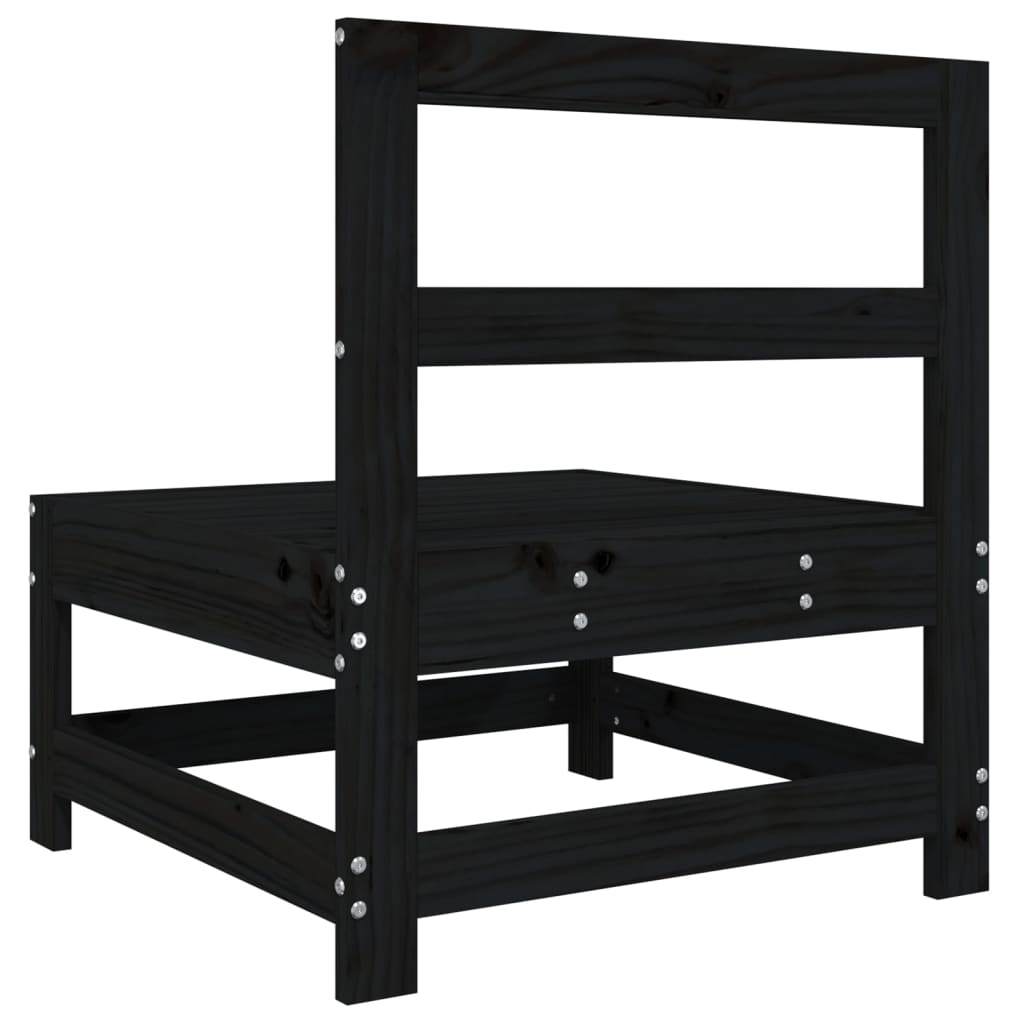 Canapea de mijloc pentru grădină, negru, lemn masiv de pin GartenMobel Dekor