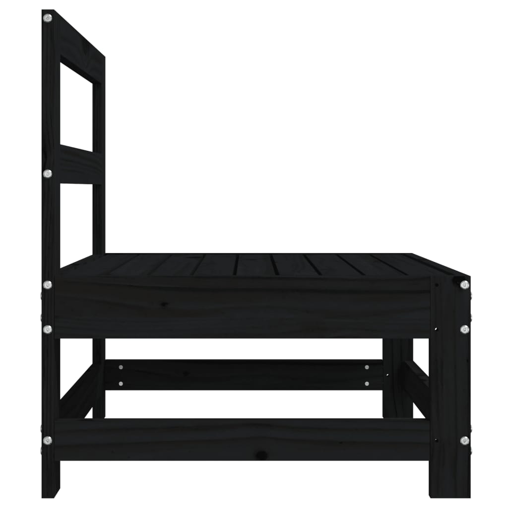 Canapea de mijloc pentru grădină, negru, lemn masiv de pin GartenMobel Dekor