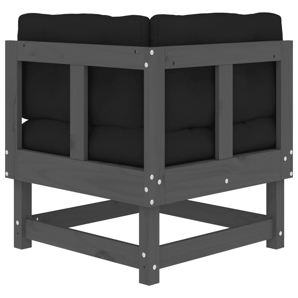 Canapele colțar cu perne, 2 buc., gri, lemn masiv de pin GartenMobel Dekor