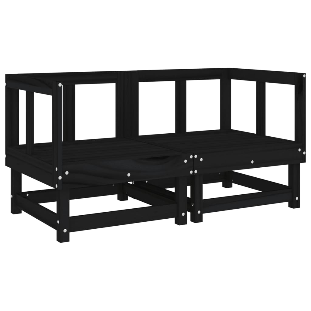 Canapele colțar cu perne, 2 buc., negru, lemn masiv de pin GartenMobel Dekor