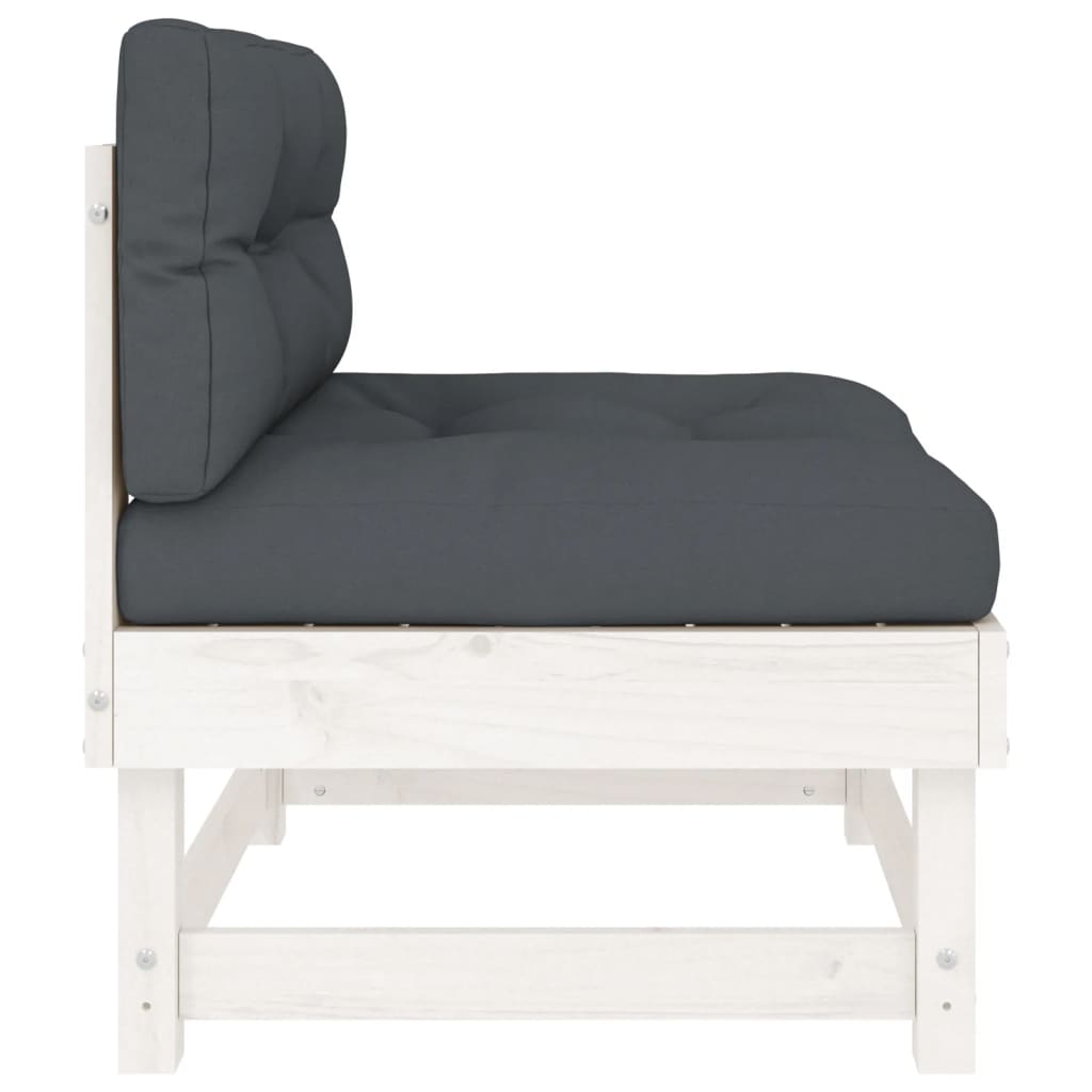 Canapele de mijloc cu perne, 2 buc., alb, lemn masiv de pin GartenMobel Dekor