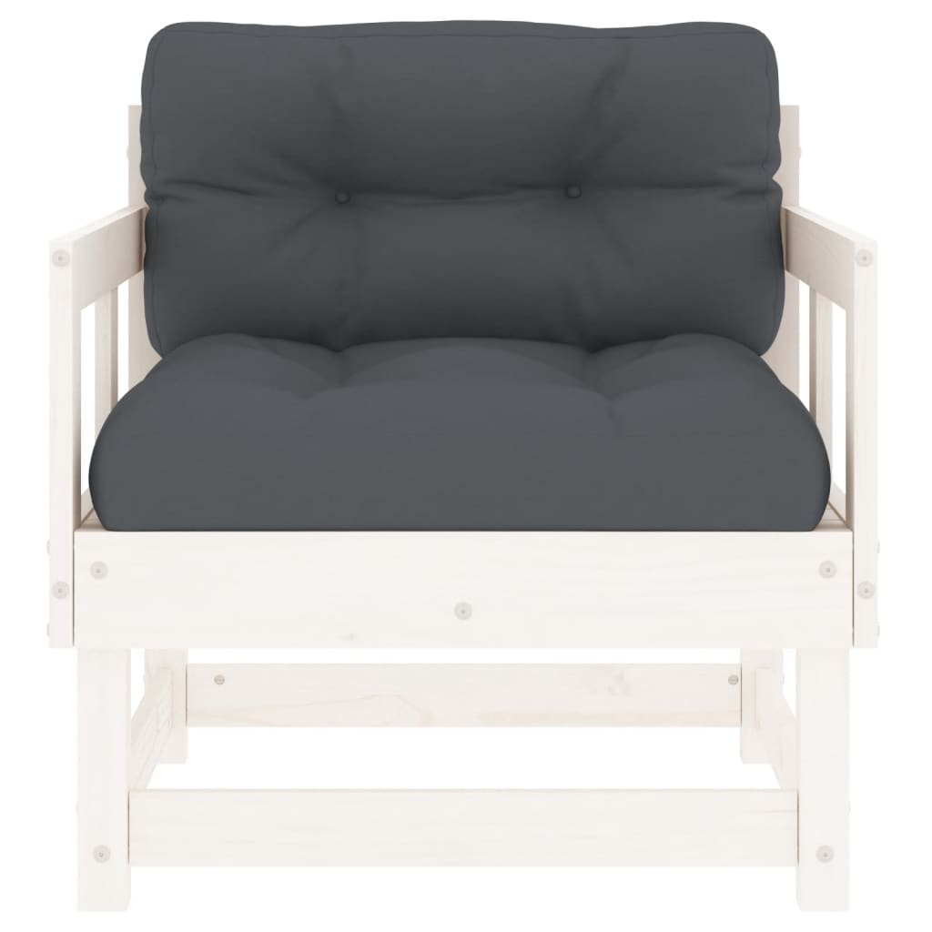 Scaune de grădină cu perne, 2 buc., alb, lemn masiv de pin GartenMobel Dekor