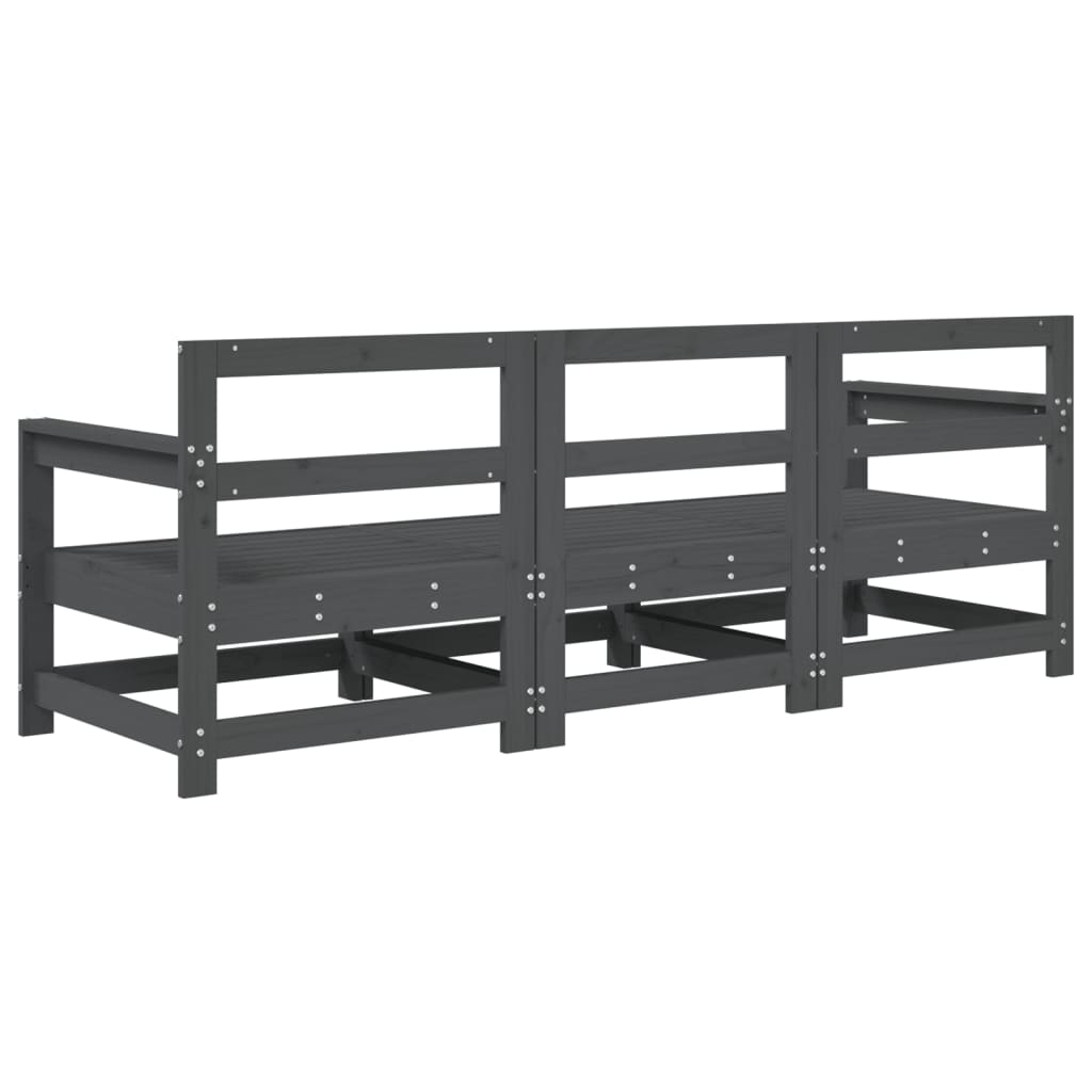 Set mobilier de grădină, 3 piese, gri, lemn masiv de pin GartenMobel Dekor