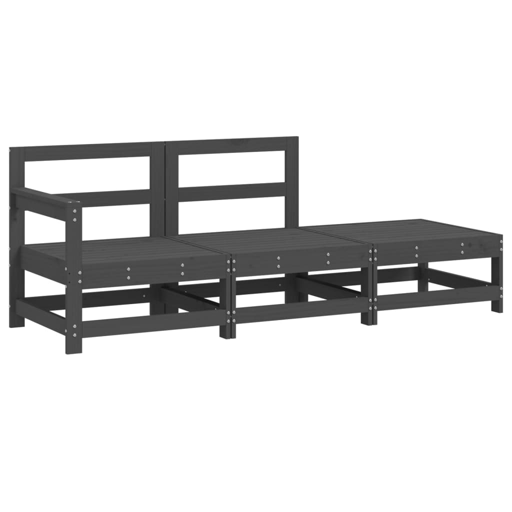 Set mobilier de grădină, 3 piese, gri, lemn masiv de pin GartenMobel Dekor