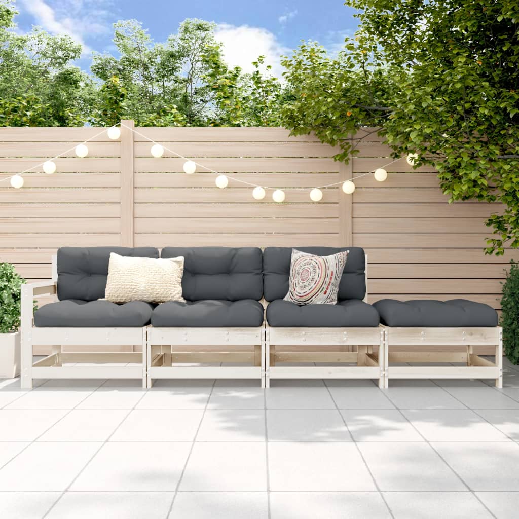 Set mobilier relaxare de grădină, 4 piese, alb, lemn masiv pin GartenMobel Dekor