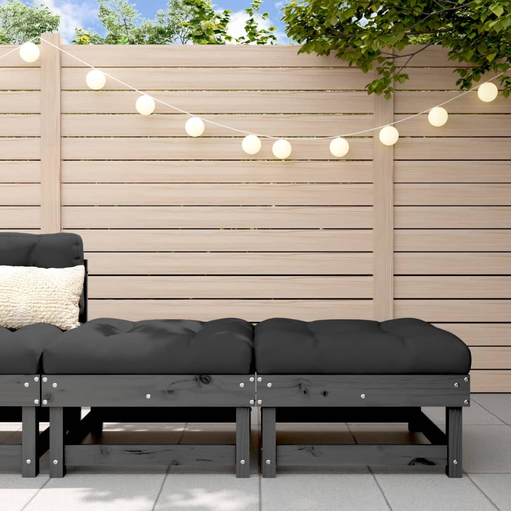 Taburete de grădină cu perne, 2 buc., gri, lemn masiv de pin GartenMobel Dekor