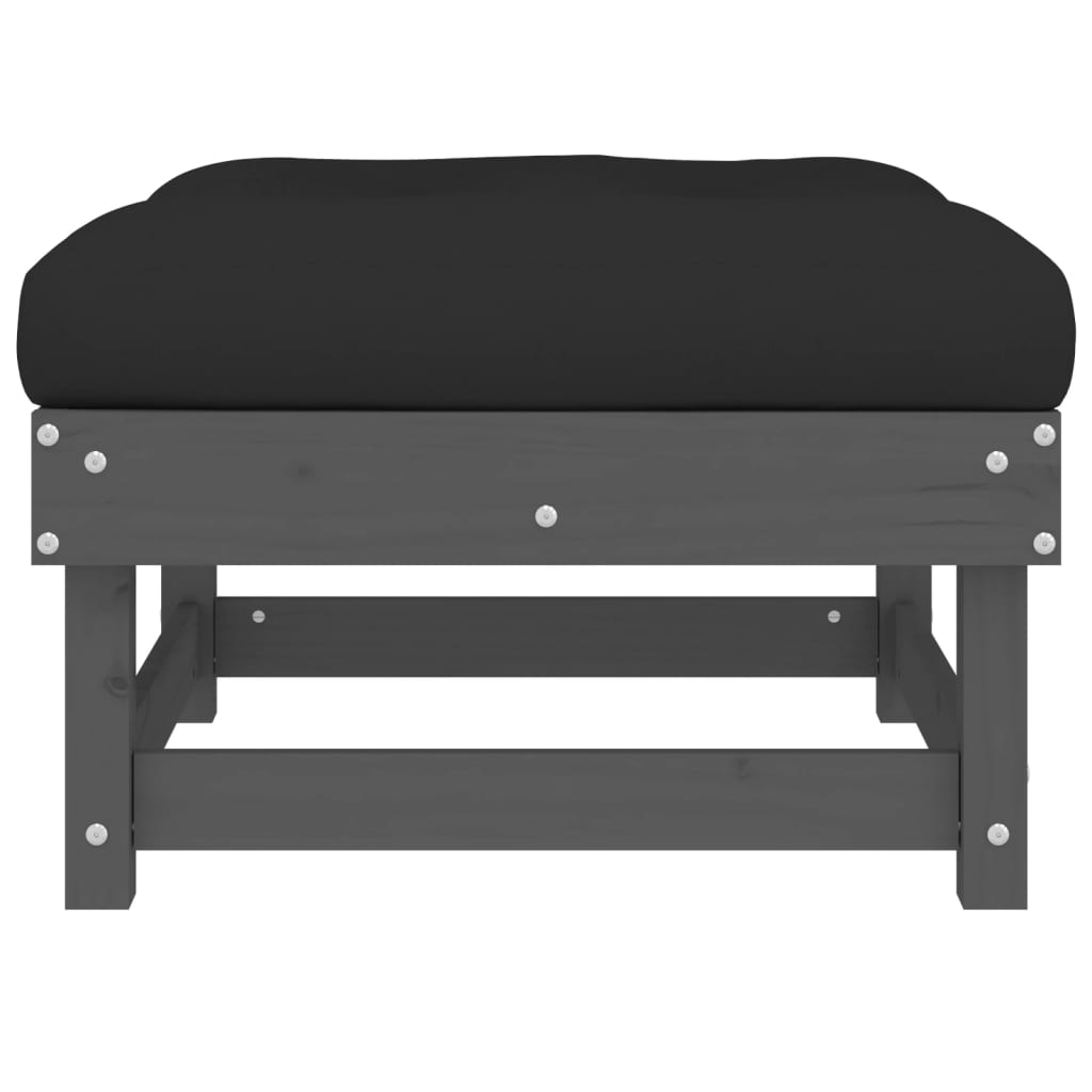 Taburete de grădină cu perne, 2 buc., gri, lemn masiv de pin GartenMobel Dekor