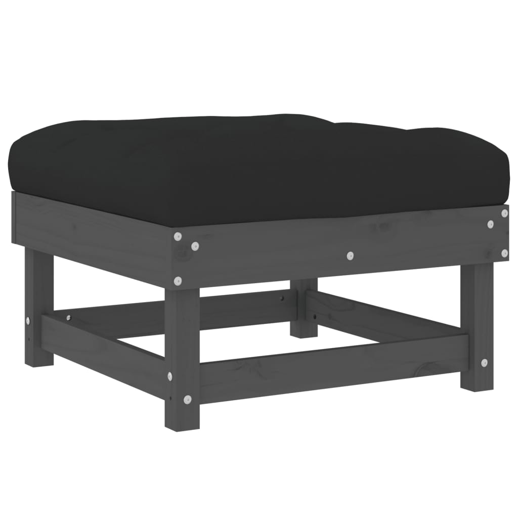 Taburete de grădină cu perne, 2 buc., gri, lemn masiv de pin GartenMobel Dekor