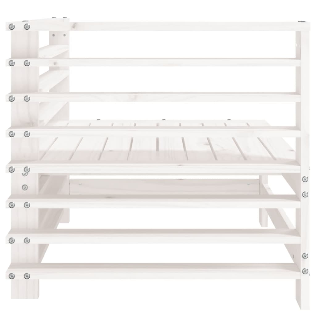 Canapea de colț pentru grădină, alb, lemn masiv de pin GartenMobel Dekor