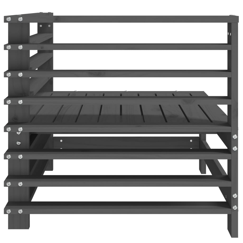 Canapea de colț pentru grădină, gri, lemn masiv de pin GartenMobel Dekor