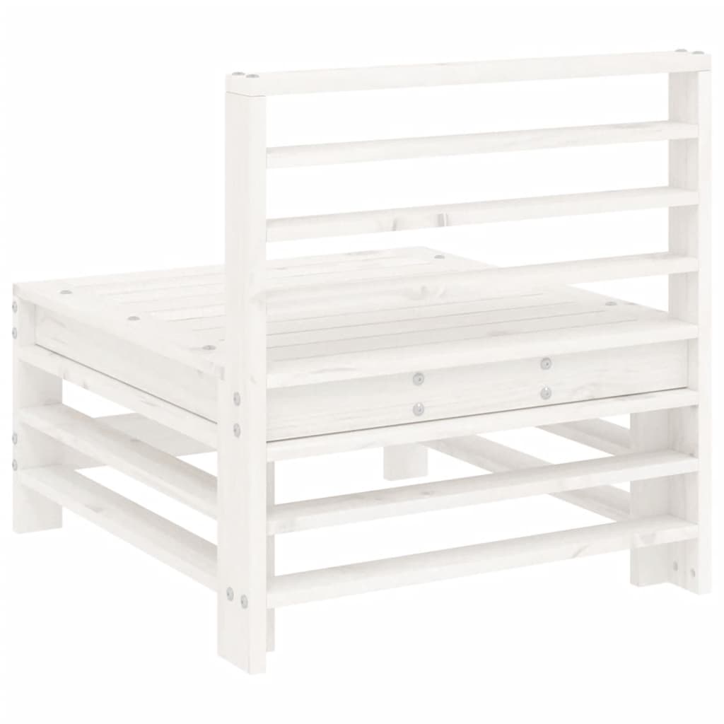 Canapea de mijloc pentru grădină, alb, lemn masiv de pin GartenMobel Dekor