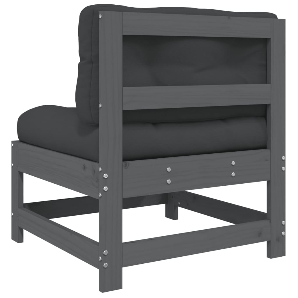 Canapele de mijloc cu perne, 2 buc., gri, lemn masiv de pin GartenMobel Dekor