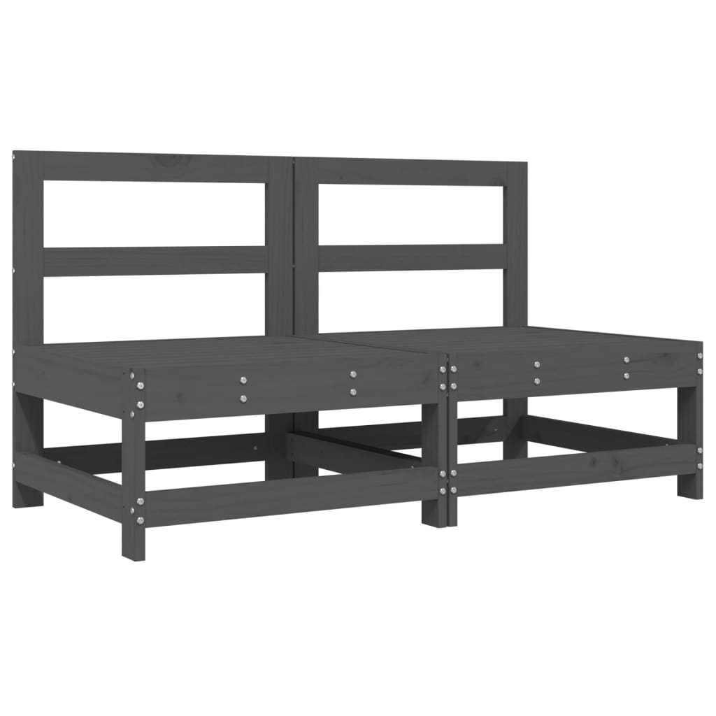 Canapele de mijloc cu perne, 2 buc., gri, lemn masiv de pin GartenMobel Dekor