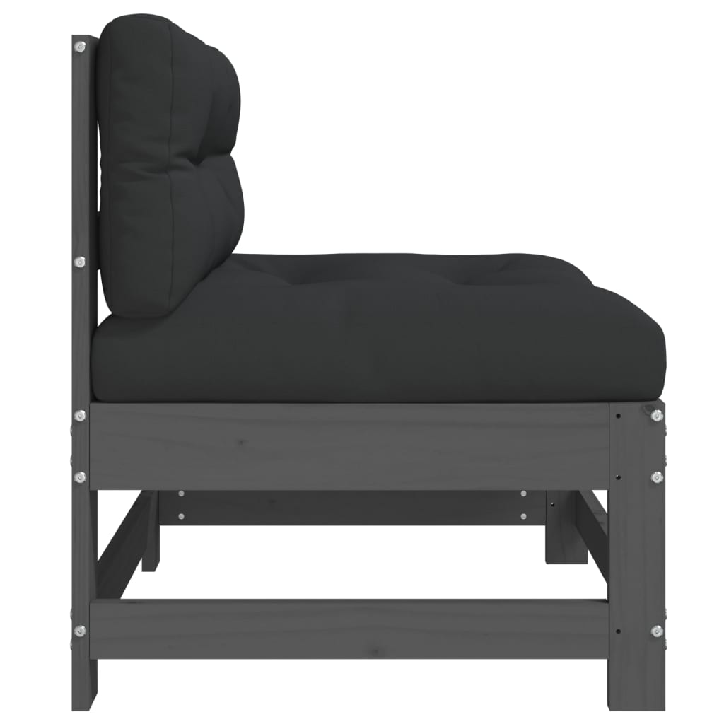 Canapele de mijloc cu perne, 2 buc., gri, lemn masiv de pin GartenMobel Dekor