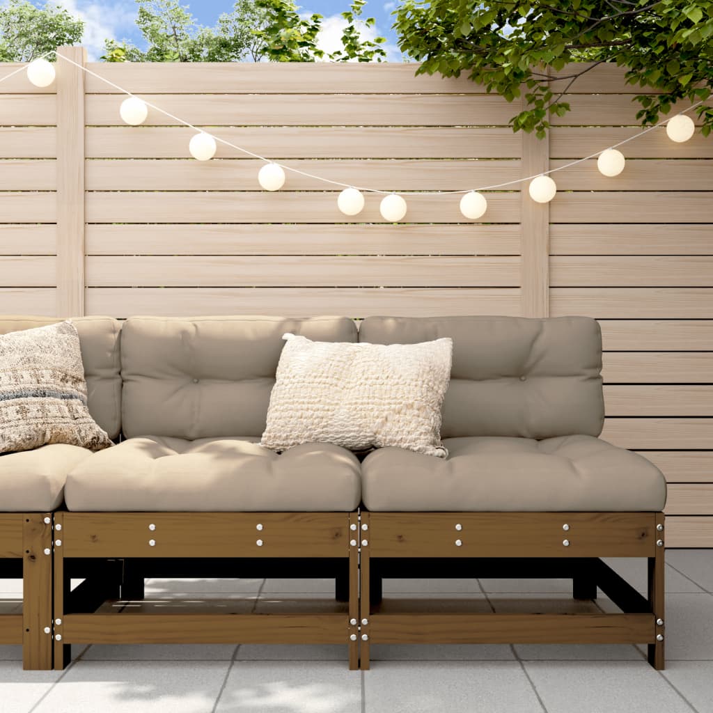 Canapele de mijloc cu perne 2 buc. maro miere lemn masiv de pin GartenMobel Dekor