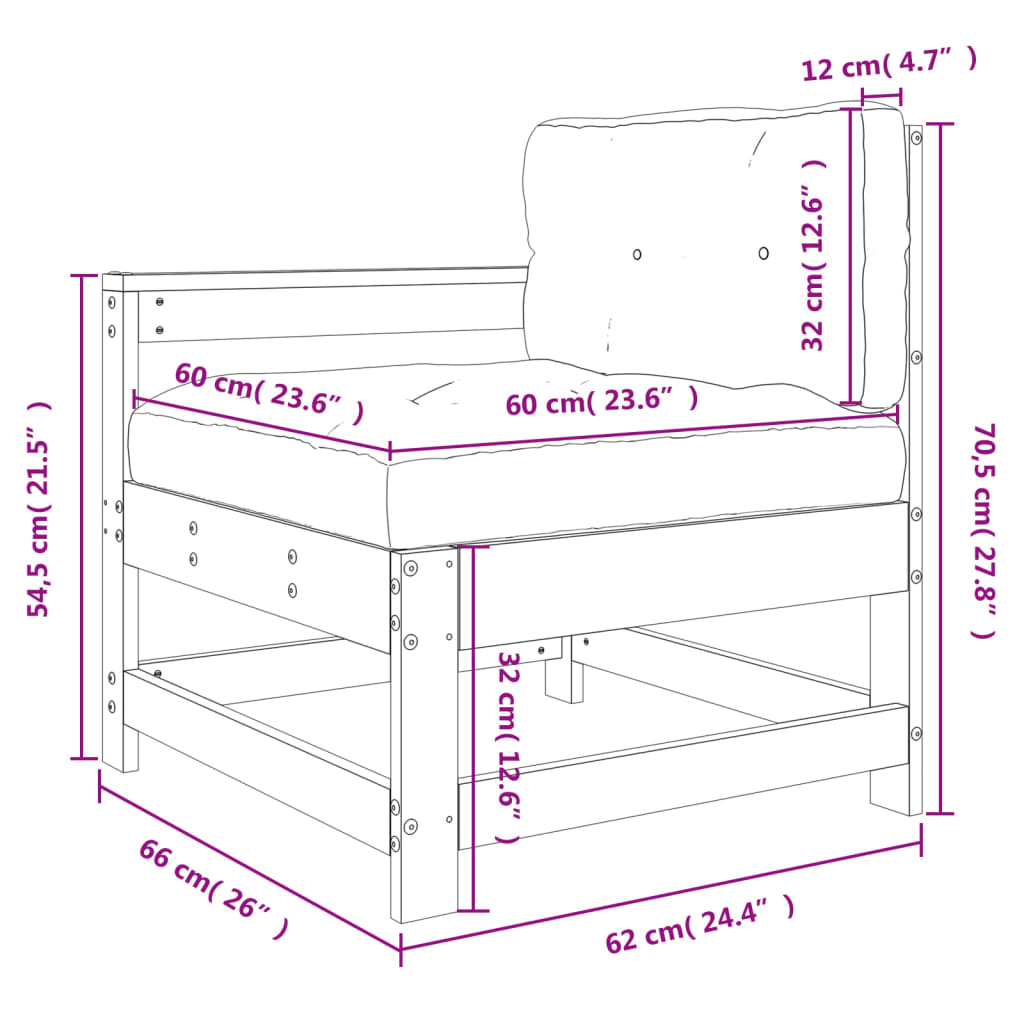 Scaun de grădină cu perne, gri, lemn masiv de pin GartenMobel Dekor