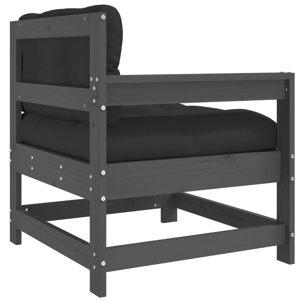 Scaun de grădină cu perne, gri, lemn masiv de pin GartenMobel Dekor