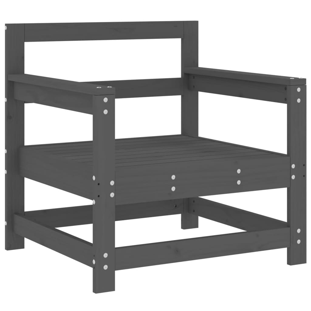 Scaune de grădină cu perne, 2 buc., gri, lemn masiv de pin GartenMobel Dekor